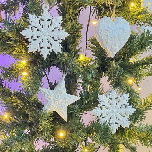 Frosted Elegance Ornaments -Set of 3