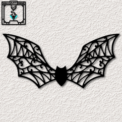 project_20230913_1347362-01.png STL file gothic Bat wall art halloween wall decor 2d animal spiderweb・Design to download and 3D print