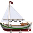 01.jpg Traditional Mediterranean Lateen Sail Coaster Cargo Boat 3D Printable Model