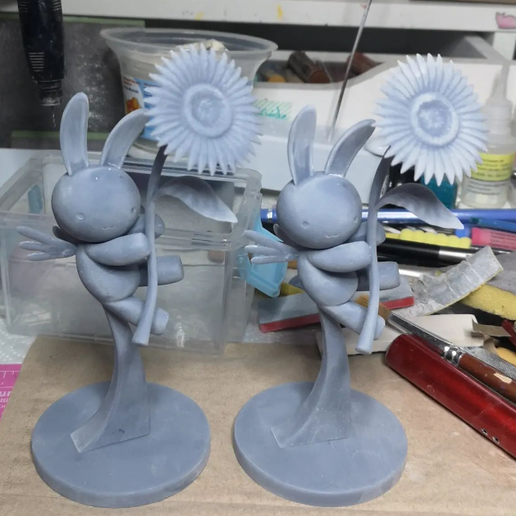 🗜️ Clamp Wish bunny with flower anime manga・ 3D File for 3D