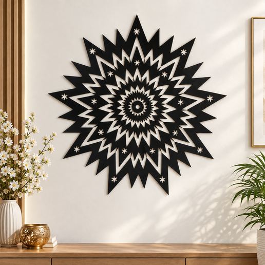 Royal Starburst Mandala – Intricate Laser Cut Wall Art DXF