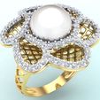 Nhan-luoi-N6682-06.jpg Mesh flower ring -Womens pearl ring - Pearl ring - N6682