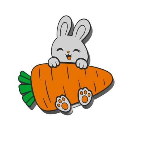 Cute Bunny With Carrot Straw topper 2 sizes 3MF File included