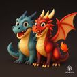 TwoDragons.jpg 🔥🐉 Pixar-Style Dragon Duo – 3D Print Models