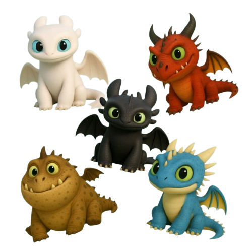 Top 5 Dragons Collection - How to Train Your Dragon | 3D Printable Figures Set