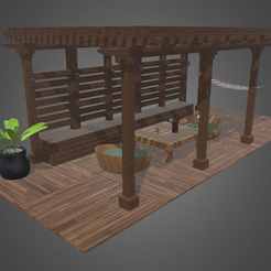 Wood_Structure_Terrace_Render_01.png STL file Wooden terrace bar // Design 01・3D printing template to download