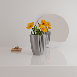 Mise-en-situation.png Élégance Naturelle: 3D Vase with a Clean, Modern Design