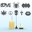 Candle-gadget-Combined-n.png Candle Projection Gadgets Love Spiderman Batman Weed leaf Lips Peace Cross