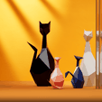 Cats-6.png Family of Cats - Family of Cats - Lowpoly - Wire - Pixel - 3D Model