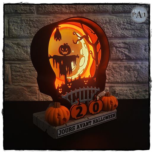 ILLUMINATED HALLOWEEN COUNTDOWN CALENDAR - ENGLISH & FRENCH VERSION
