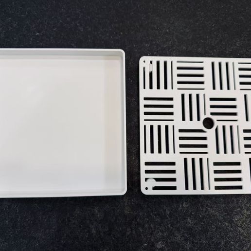 6a01063204654d79d33aa139bd41da05.jpg Minimalist Waffle Draining Tray | 2-Part Kitchen & Bath Organizer | Sponge Holder & Fruit Dryer | Support-Free