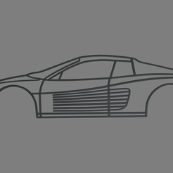 Ferrari_Testarossa_Wall_Silhouette_Render_01.png STL file Ferrari Testarossa Wall Silhouette・3D printing design to download
