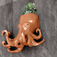 low-poly-wall-head-low-poly-planter-1.png octopus wall headmount low poly planter pot flower vase stl 3d print file