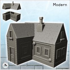 1-PREM.jpg STL file Modern house in corner with vegetation and fireplace (2) - Modern WW2 WW1 World War Diaroma Wargaming RPG・3D printable model to download