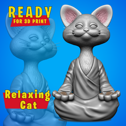 relaxing-cat.png STL-Datei Entspannende Katze・3D-druckbares Modell zum herunterladen