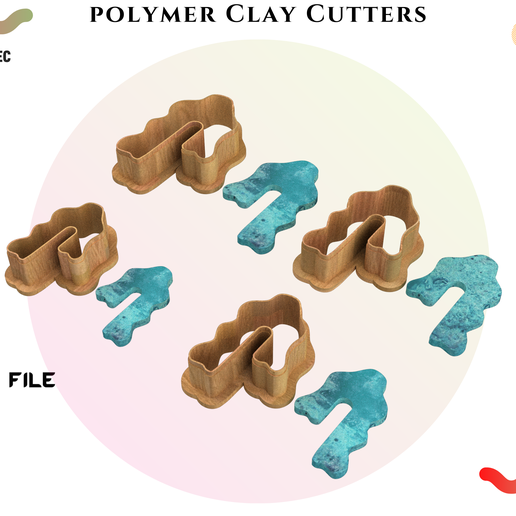 Polymer Clay Cutter *4 Sizes/Asymmetric organic arches/EULITEC.COM 3D model