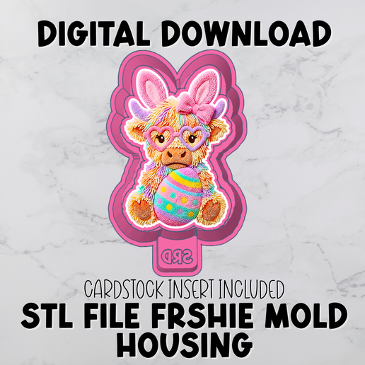 Faux Yarn Easter Bunny Cow STL Freshie Mold Housing With Cardstock Insert