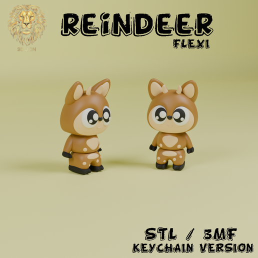 🗝️ Cute Flexi Reindeer・ 3D File for 3D printing・Cults