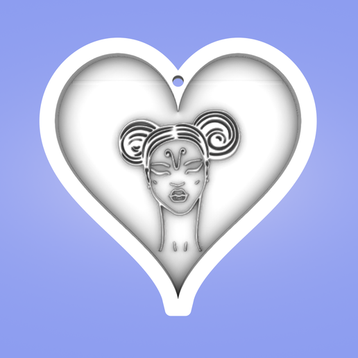 Key pendant, heart, Aries 3D model