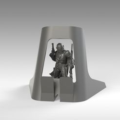 Mandalorian-Tablet-Stand-5.jpg Archivo STL Mandalorian Soporte de mesa/teléfono・Plan para descargar y imprimir en 3D