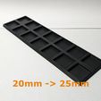 Base-printed2.jpg Base de régiment étendue 7x2 pour utiliser vos figurines de 20 mm sur la nouvelle base de 25 mm de l'ancien monde / Aimants optionnels