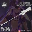 a CYNO STAFF jitro Petal GENSHIN IMPACT 3D FILE & PRINT (oan Staff Scarlett Sanders - CYNO GENSHIN IMPACT Active