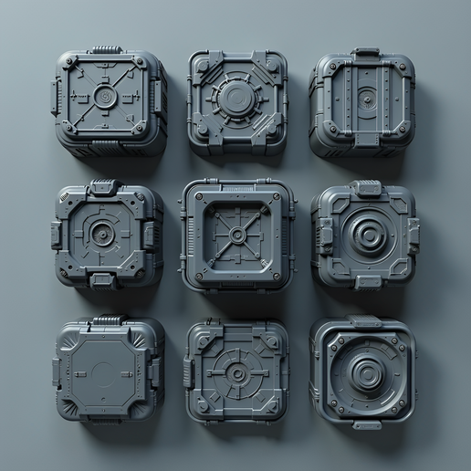 Futuristic Sci-Fi Boxes – Modular 3D Printable Props 3D model
