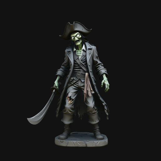 Ghoulish Pirate Captain Statue - 3D Print Model
