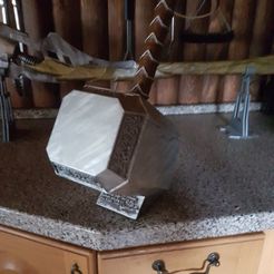 4c701ea829bc6be70b88daf37ac346d5_display_large.jpg Free STL file Life Size Thor's Hammer (Mjolnir) with new stand・Object to download and to 3D print