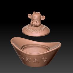 2023-01-04_104930.jpg STL file Golden Year of the Rabbit Candy Jar 1・3D printable model to download