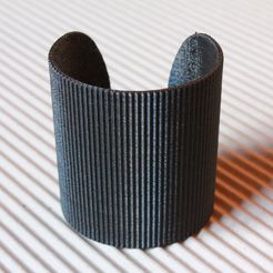 CuffBracelet-Stripes1.JPG Download free STL file Cuff Bracelet - Stripes • 3D printer design, PrintelierProps