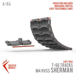TRACK PINS INCLUDED 1739 INDIVIDUAL PARTS & EASY TOASSEMBLE LINKS Ws LATE 1944 FAUSTUS T-66 TRACKS M4 HvsS SHERMAN Archivo STL SHERMAN HVSS T-66 TRACKS 1944 3D PRINT・Plan de impresora 3D para descargar