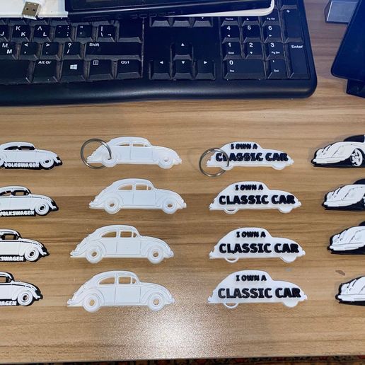 I Own A Classic Car & VW Beetle Keychains 3D model