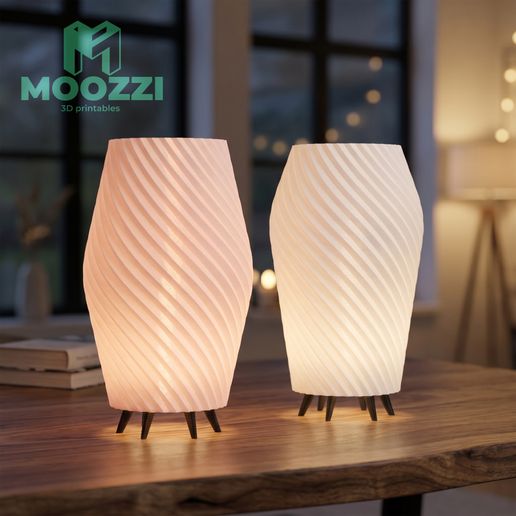 2 Textured Table Night Lamp STL 3D Print Decor 0048