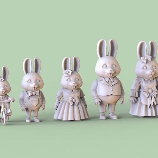 👪 family rabbit・ STL File for ・Cults