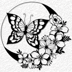 project_20230509_1617242-01.png Archivo STL mariposa flor luna arte de la pared floral decoración de la pared 2d arte・Plan de impresión en 3D para descargar