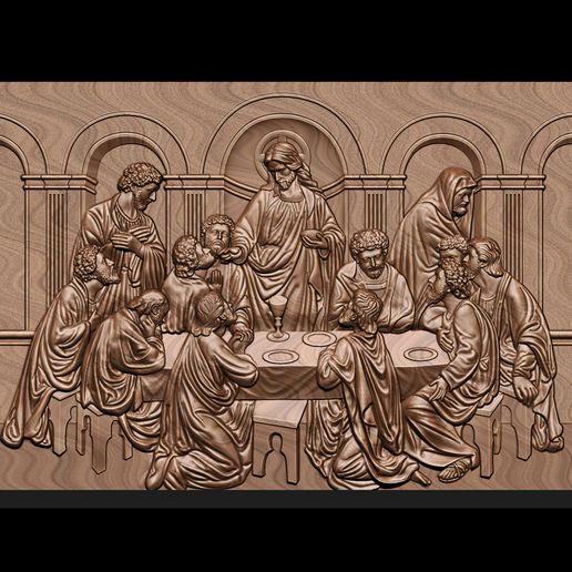 K_-(18).jpg 3D file CNC 3d Relief Model STL for Router 3 axis - The Last Supper・3D printable design to download, briarena8185