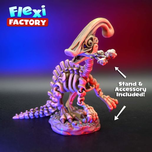 Flexi-Factory-Skeleton-Parasaurolophus_3.jpg Flexi Factory Esqueleto Parasaurolophus com versões XXl e 3MF! Inclui suporte e acessórios