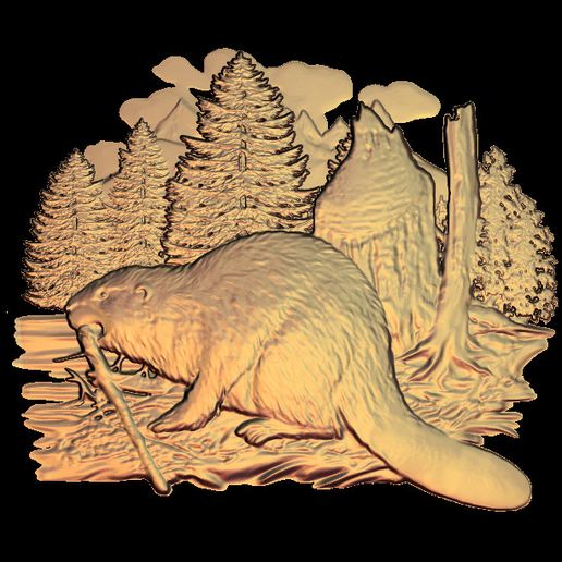 beaver working in the river - 3D model önizlemesi