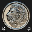 Front.png Lion Relief for CNC Laser and 3D Print STL File and 4K Grayscale TIF - High Detail 3D Model