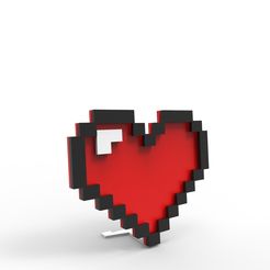 1.jpg Fichier 3D Coeur 8 bits・Objet pour impression 3D à télécharger