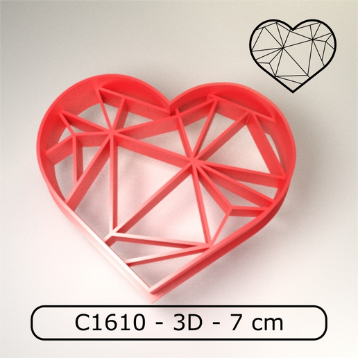 Cookie cutter / Cortante de galletitas - Valentines day diamond heart / Corazon de diamante 3D model