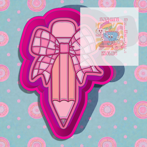 Pencil with Checkered Bow Mold Housing