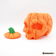1.png 3D file Pumpkin Skull 2.0 - Tea Light Version・Model to download and 3D print