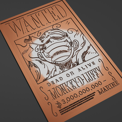 untitled.187png.png STL file Luffy Gear Five wanted poster・Model to download and 3D print