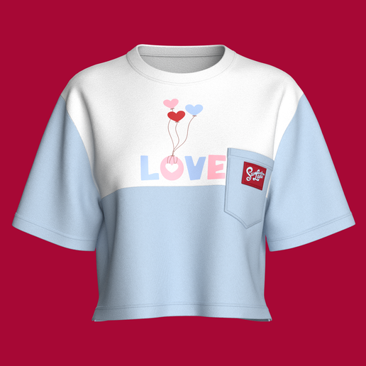 Girls Printed Cropped T-shirt With Pocket | Marvelous / Clo3d / obj / fbx