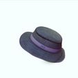 0_00023.jpg HAT 3D MODEL - Top Hat DENIM RIBBON CLOTHING DRESS British Fedora Hat with Belt Buckle Wool Jazz Hat for Autumn Winter Valentino Garavani - Rabbit skin calfskin ribbon antique