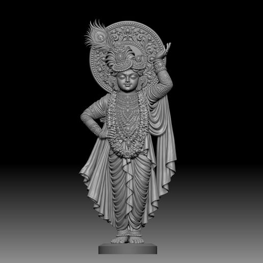 Shyam Baba (Khatu Shyam Ji) 3D Statue STL | Intricate Crown and Ornate Halo | Hindu Devotional Sculpture