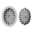 Mold-Oval-ribbed-rosette-01.jpg Oval ribbed rosette relief and mold 3D print model
