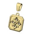 Clover-cross-diamond-cluster-Square-13x13mm-emrald-shaped-pendant-charm-05.jpg Clover cluster square emrald shaped pendant charm with bail 3D print model